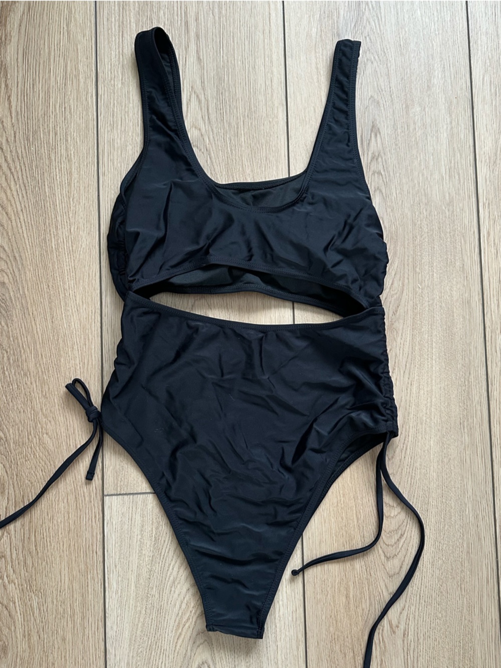 🔥2/$20 NWOT Women's Sexy Black Print High-Waisted Swim Suit Adjustable Fit Lg - Picture 7 of 9